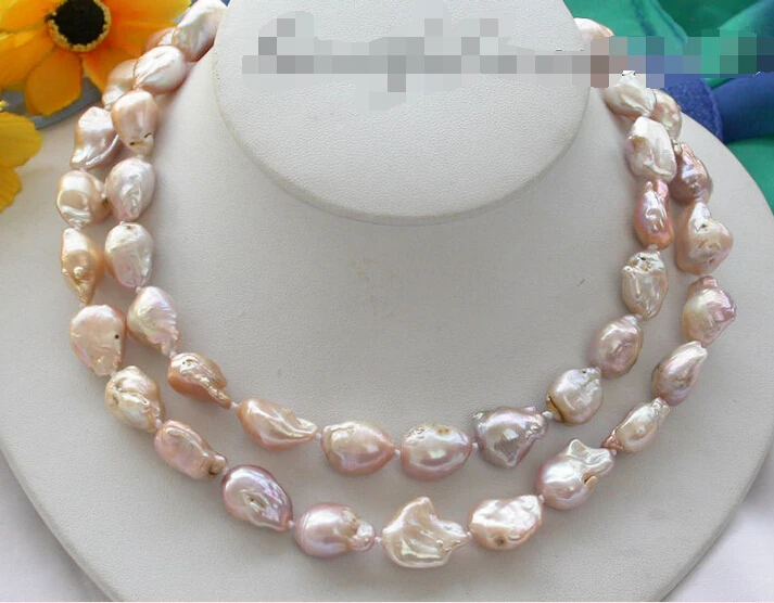 

shipping z3739 32" 16mm baroque pink keshi reborn pearl necklace