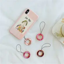 Универсальный короткий шнурок для мобильного телефона, веревка с защитой от падения, ремешок для мобильного телефона с кольцом, милый пончик для iphone