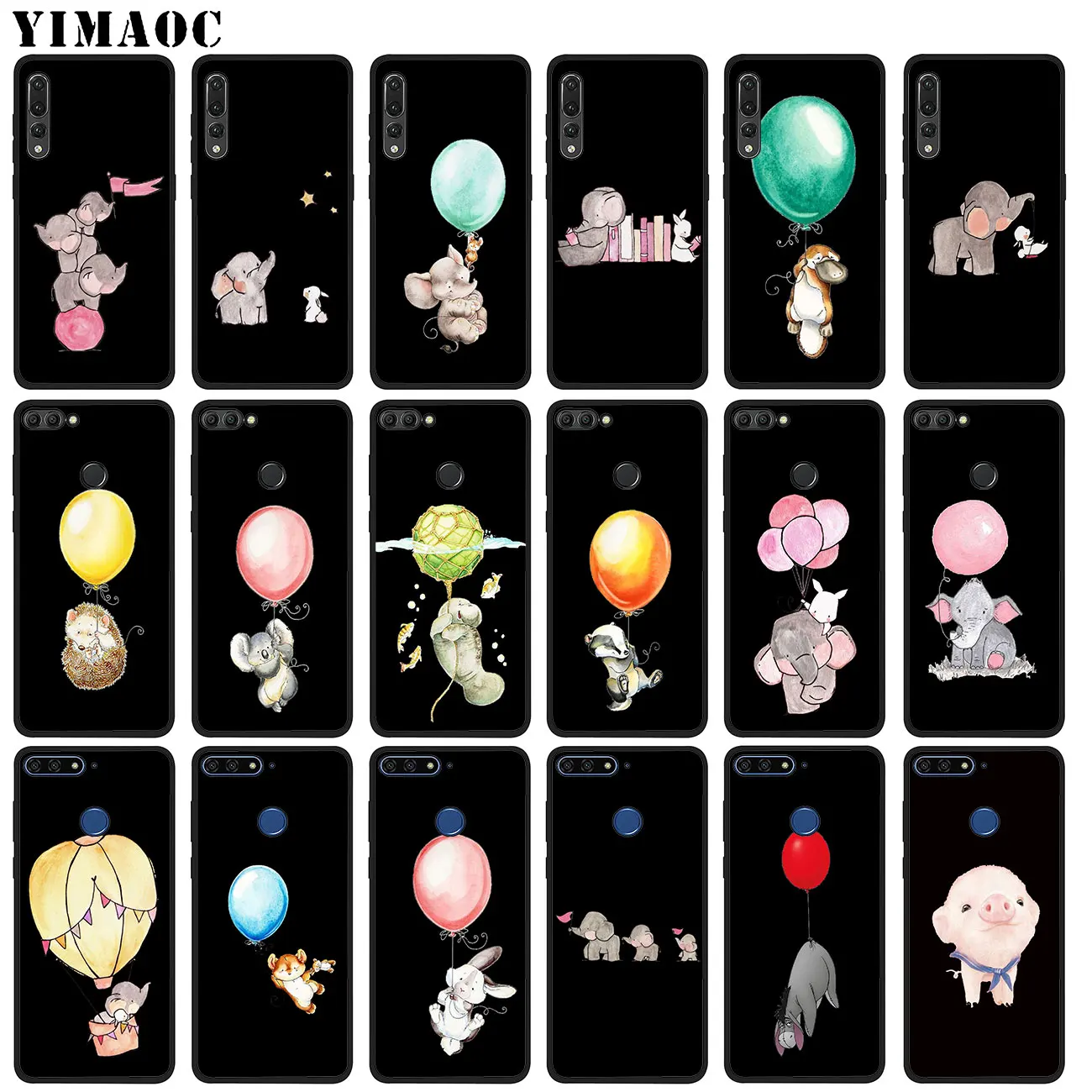 

YIMAOC Balloon animal Elephant pig Soft Silicone Case for Huawei P20 Pro P10 P9 P8 Lite Mini 2017 P Smart Z 2019 TPU Cover