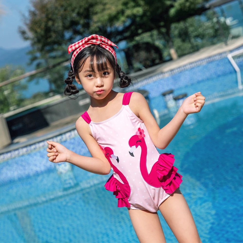 AONIHUA Girls One Piece Swimwear Cute Kids Swimsuit Stripe Beach Swim ...