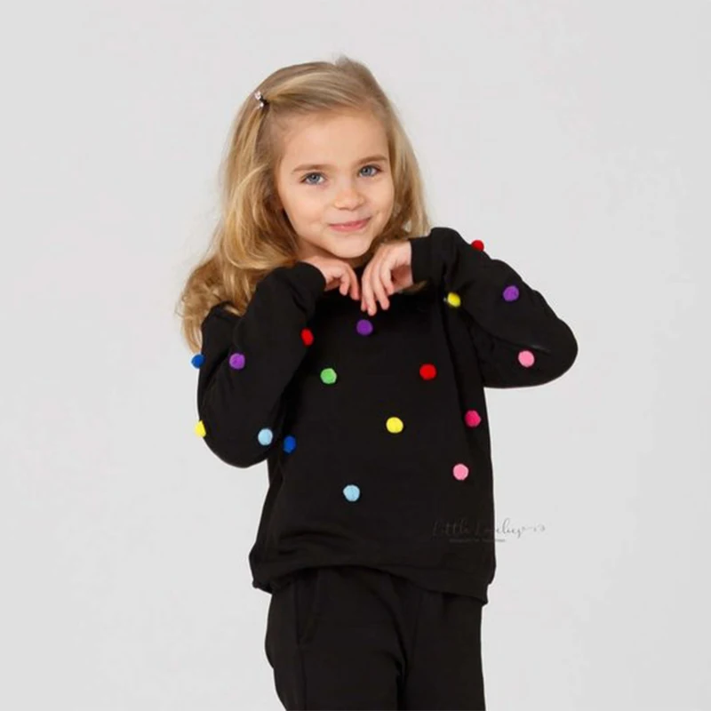 

NASHAKAITE Family Matching Clothes Autumn Colorful Hairball Pullover Sweatshirt Mother and Daughter Clothes Women Hoodies