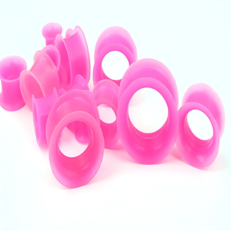 2pcs Pink Silicone Ear Flesh Plugs And Tunnels Piercing Thin Silicone