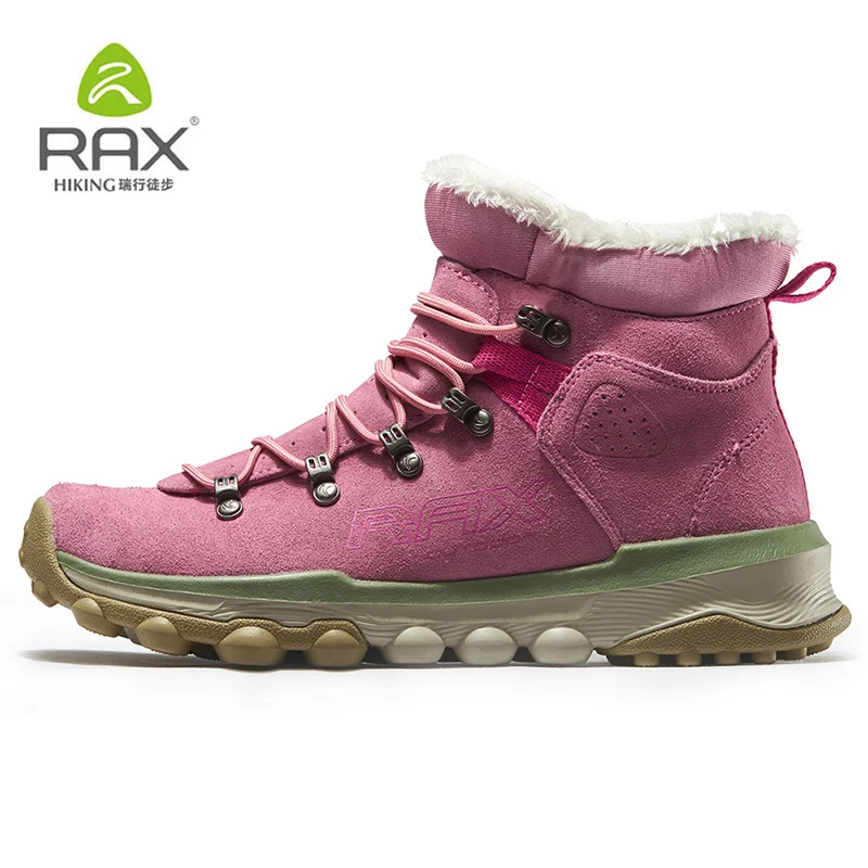 RAX зимние ботинки мужские уличные спортивные кроссовки для женщин легкие туристические ботинки плюшевые треккинговые ботинки для мужчин - Цвет: pink women
