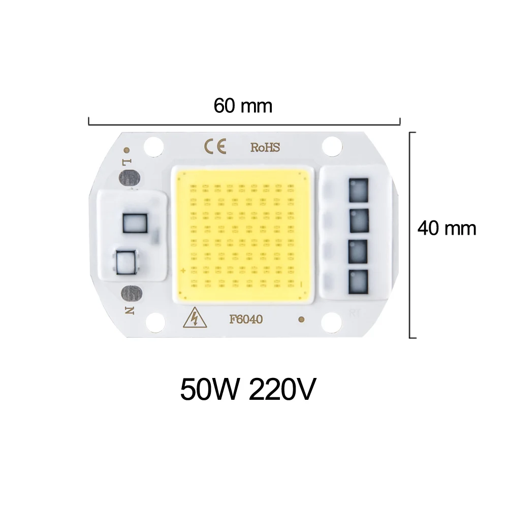 Светодиодный чип COB 3 Вт, 5 Вт, 7 Вт, 9 Вт, 15 Вт, 20 Вт, 30 Вт, 50 Вт, AC 220 В, 230 В, DIY прожектор, прожектор, светильник, умный IC светодиодный матричный диод - Испускаемый цвет: 50W 220V