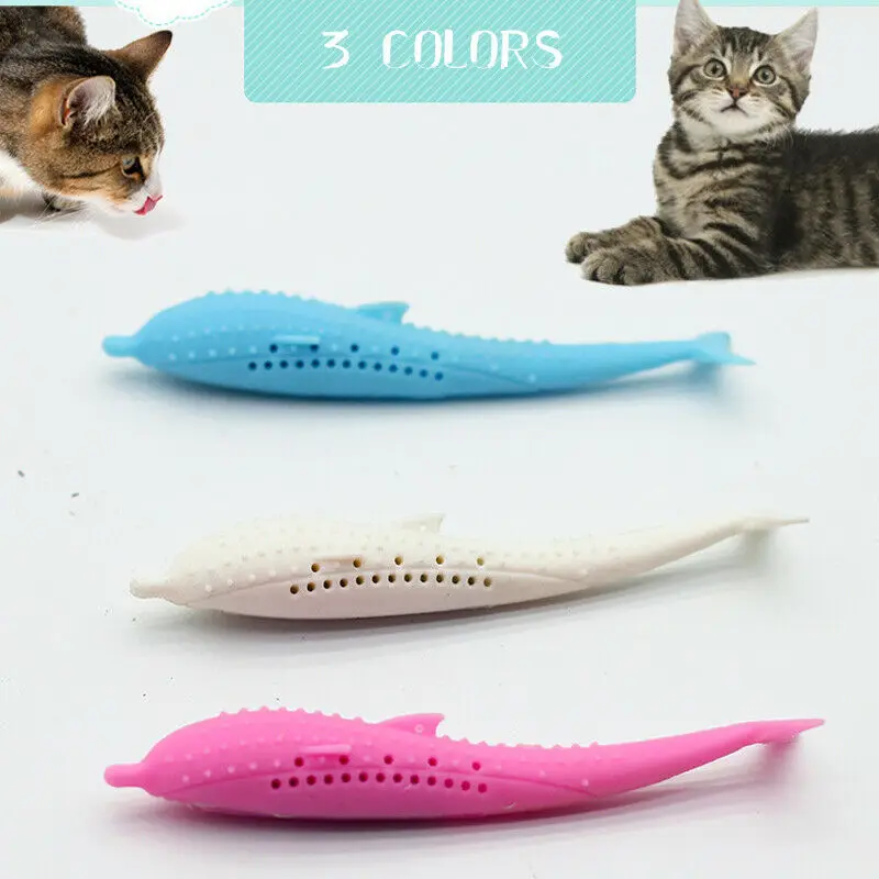 

Artificial Fish Cat toys Funny Stuffed mint Catnip Chew toy plush puppy dog cat toothbursh Interactive toys pet supplies