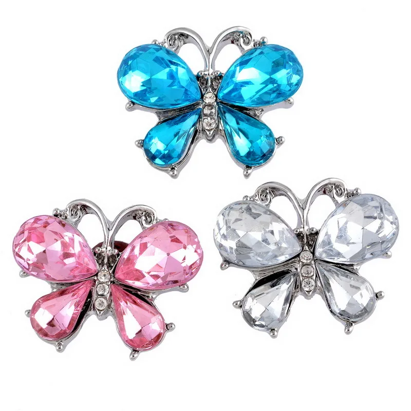 

Fashion beauty 3pcs mixed color butterfly 18MM snap buttons fit snap bracelet snap jewelry wholesale PL0122