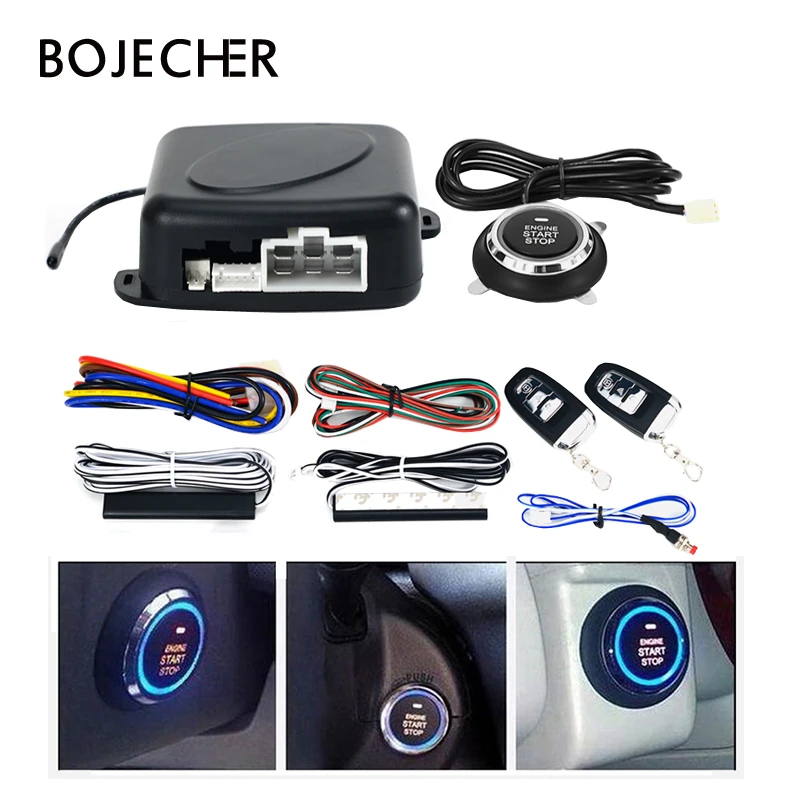 BEST 9Pcs Car Start Alarm Burglar Systems Engine Push