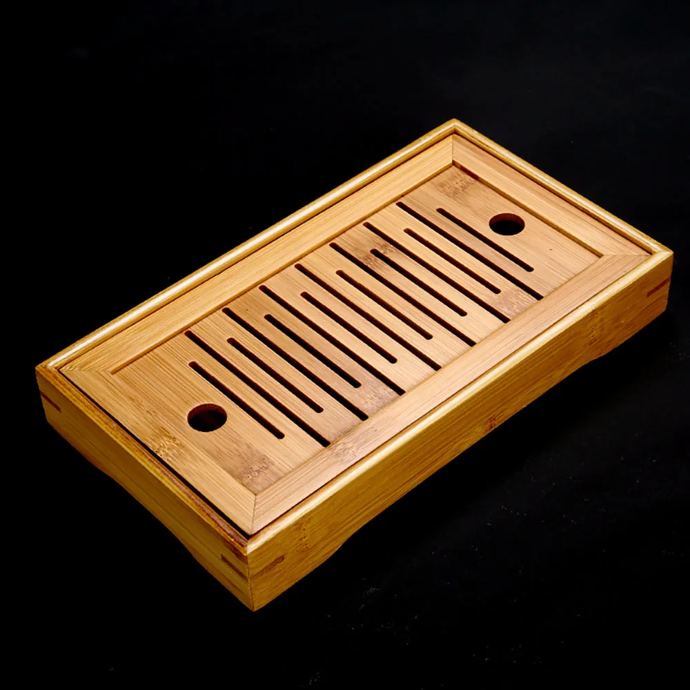 

Kung Fu Tea Set Natural Wood Bamboo Tea Tray Rectangular Traditional Bamboo Puer Tea Tray Chahai Tea Table Accessories