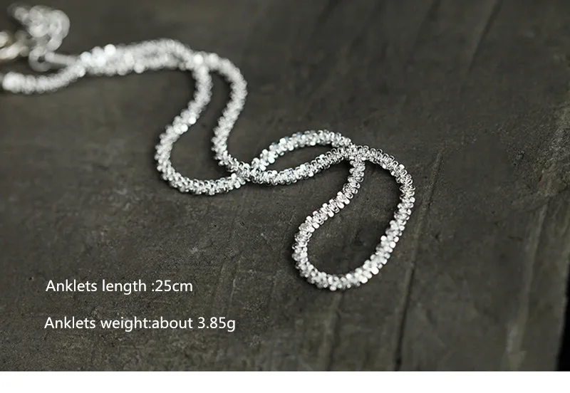 925 Серебряные ножные браслеты для женщин, простые крестообразные босоножки, вязанные крючком, двухслойные ножные браслеты для женщин, модные ювелирные изделия - Окраска металла: 3