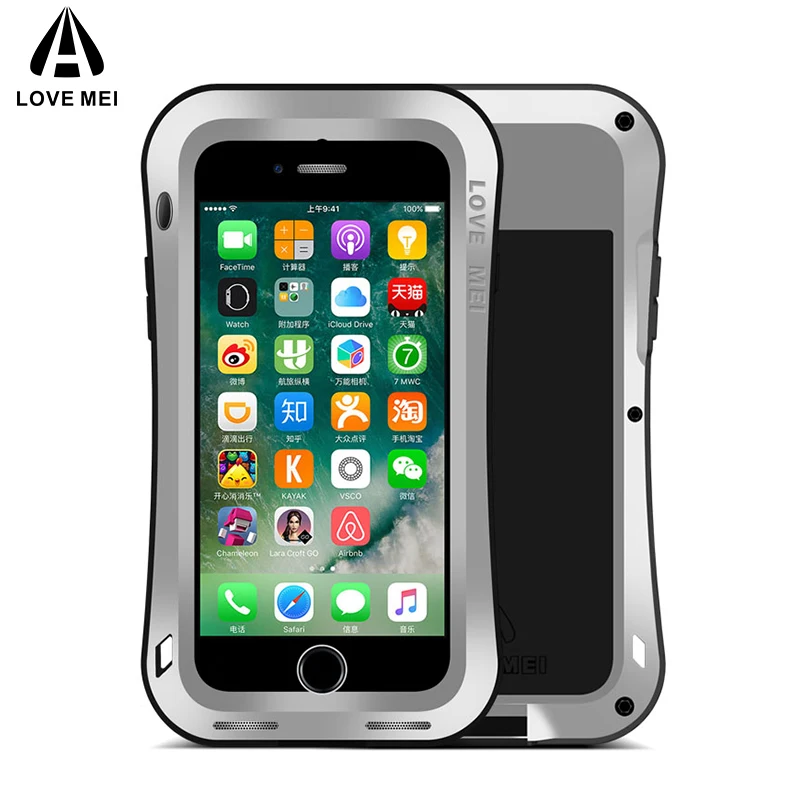 

LOVE MEI Small Waist Armor Case For iPhone 7 8 7 Plus 8 Plus Metal Aluminum Cover For iPhone7 7Plus 8Plus Water/Shock/Rain Proof