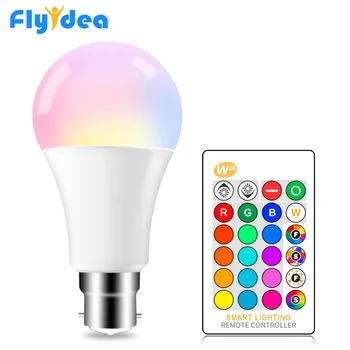 

IR Remote Control LED RGB Bulb Lamp B22 AC85-265V 5W 10W 15W RGB + White 16 Color LED Lamp Home Decoration Interior Spot Light