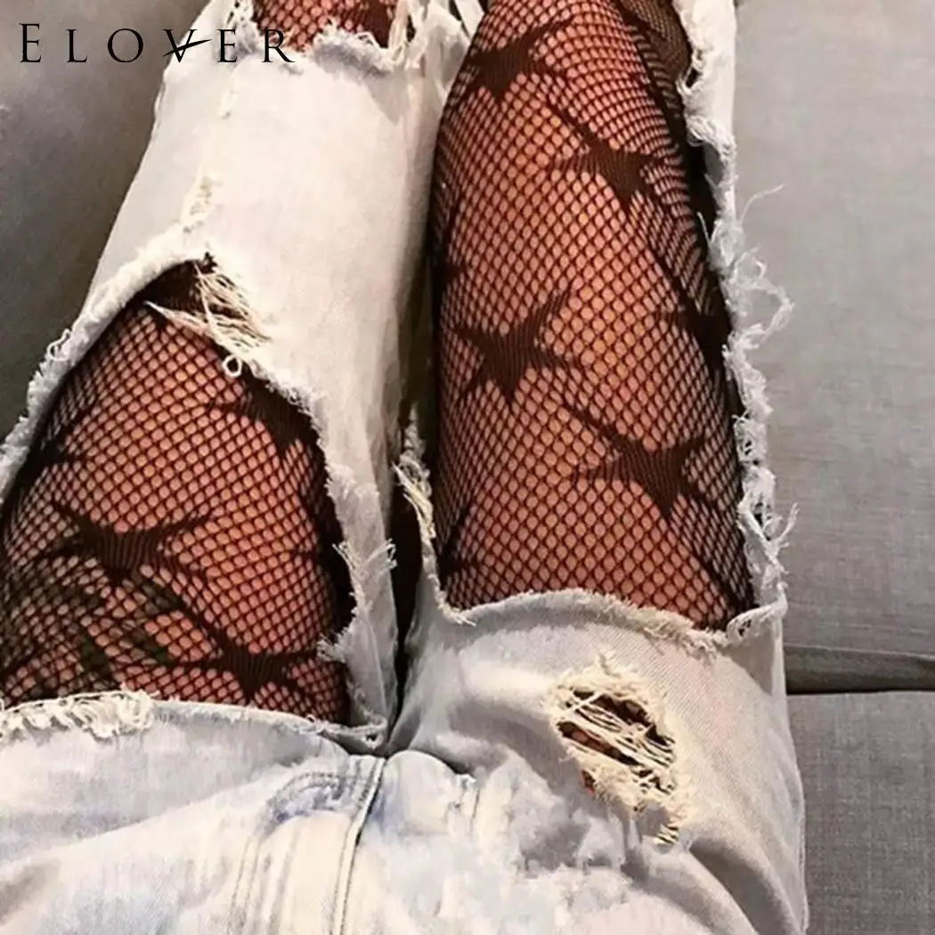 Эротические Чулки со звездой Elover колготки ночное белье трико тянущиеся ажурные