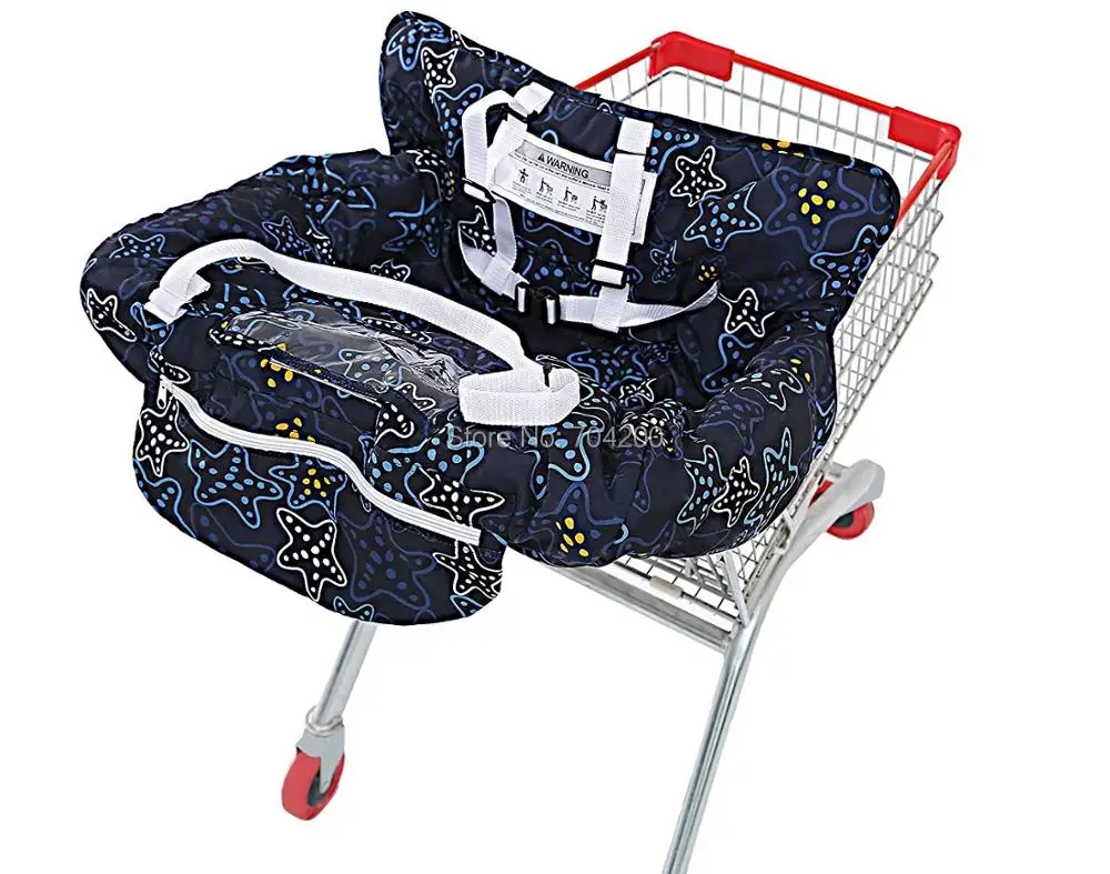 Премиум Starfish Multifunctional 2-in-1 Shopping Cart Seat Cover высокий Чехол для стула для малышей и младенцев-Starnight темно-синий