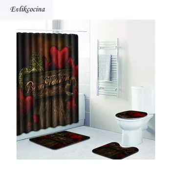 

Free Shipping 4pcs Valentine Day Banyo Paspas Bathroom Carpet Toilet Bath Mat Set Non Slip Tapis Salle De Bain Alfombra Bano