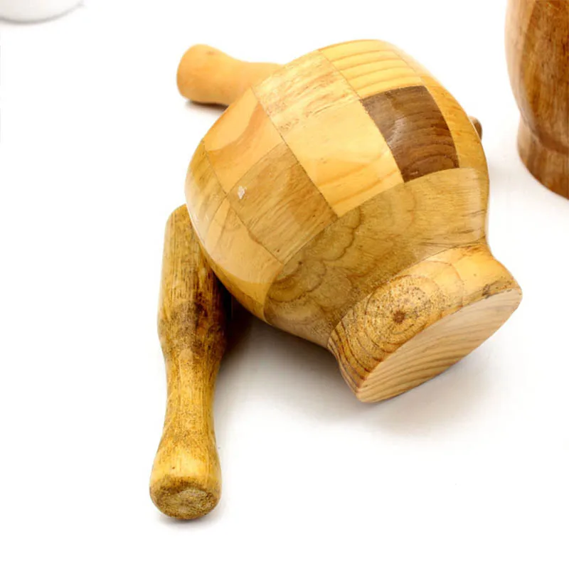 1 Набор деревянное портативное устройство Daosuan, нескользящее устройство для чеснока, пугающий горшок, ступка и пестик, набор, многофункциональный пресс для чеснока, пьедестал, миска