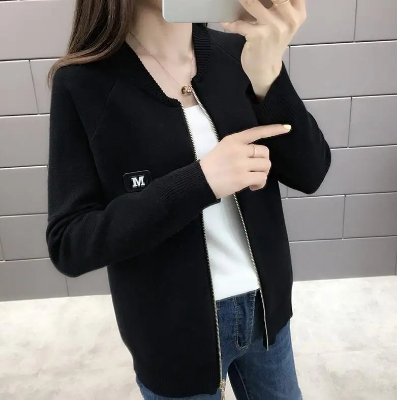 Women Cardigan New Fashion Autumn Casual Long Sleeve zipper Short Knitted Sweater Cardigan Coat For Women knit Jacket Tops