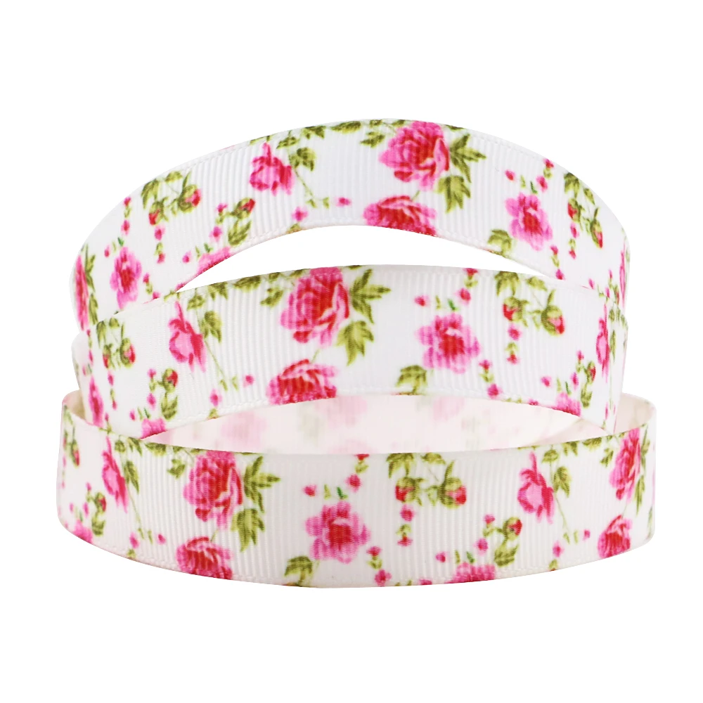 

David accessories 5/8"16mm flower polyester grosgrain tape ribbon 10yds,DIY handmade materials,wedding gift wrapping,10Yc4958