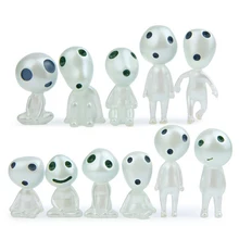 11pcs/lot DIY Studio Ghibli Princess Mononoke Figures Toys Noctilucence Kodama Tree Spirit Resin Action Figure Toys Kids Gifts