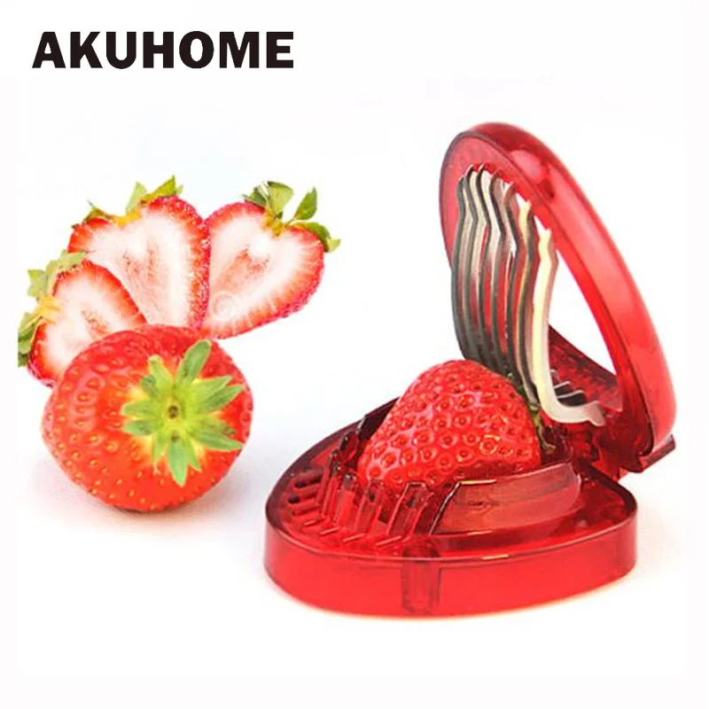 

1 pc Red Strawberry Slicer Plastic Fruit Carving Tools Salad Cutter Berry Strawberry Cake Decoration Cutter