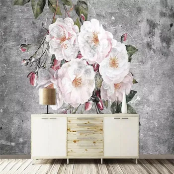 

Modern minimalist court white peony decorative painting wall custom high-end mural factory wholesale wallpaper mural photo wall