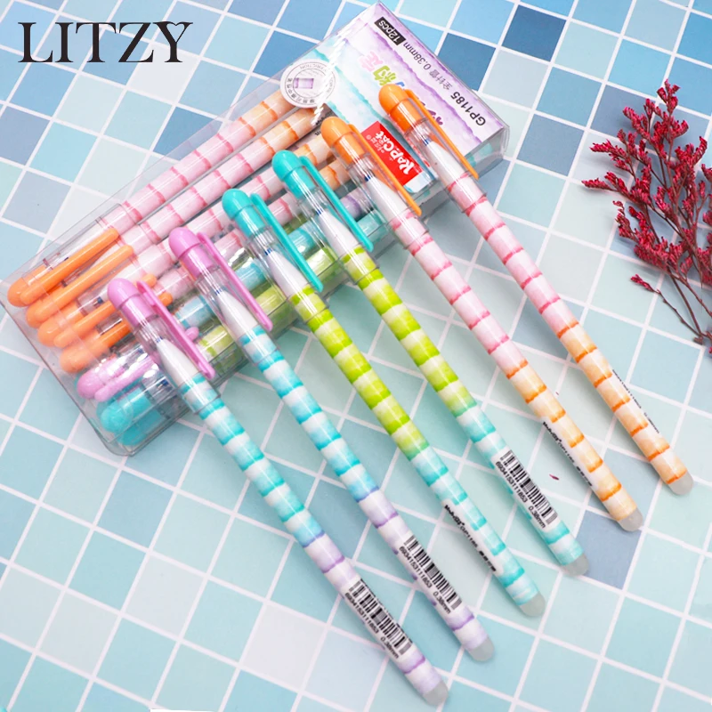 

3Pcs/Set Kawaii Erasable Pen Refill 0.38mm Rainbow Magic Gel Pen for Student Writing Tools Office Stationery School Supplies