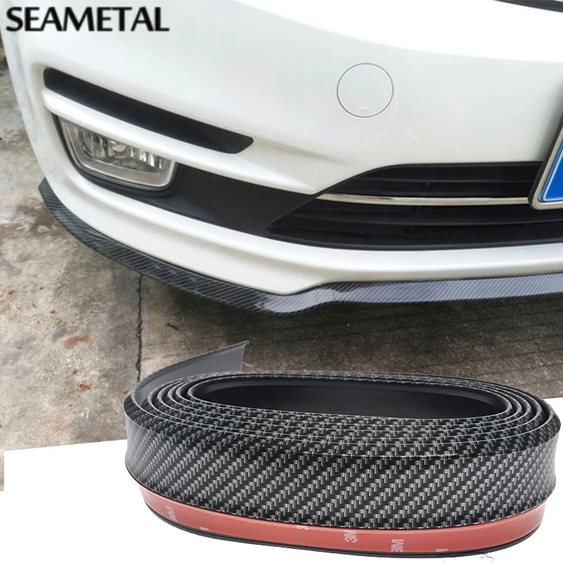 

2.5M/lot Car Styling TPVC Rubber Skirt Carbon Fiber Plating Anti-scratch Front Lip Bumper Decoration For Audi BMW Toyota Mazda