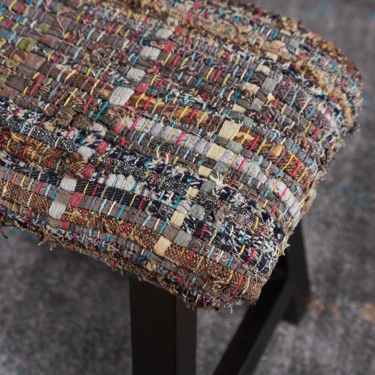 Reese Mixed Color Fabric Handmade Wood Stool (4)