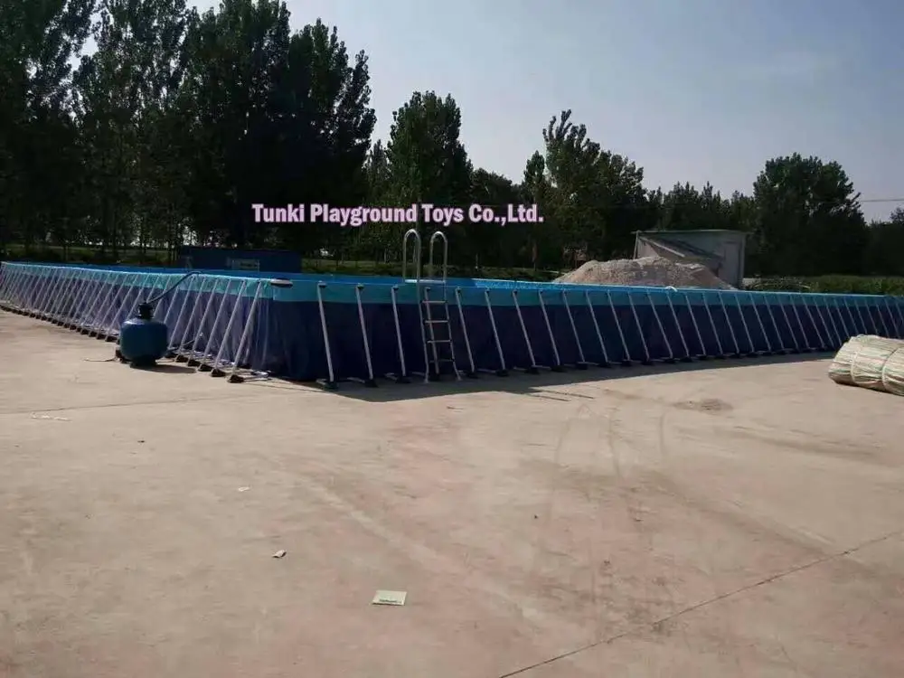 Large Above Ground PVC Inflatable Frame Water Pool Rectangular Metal Steel Frame Swimming Pool