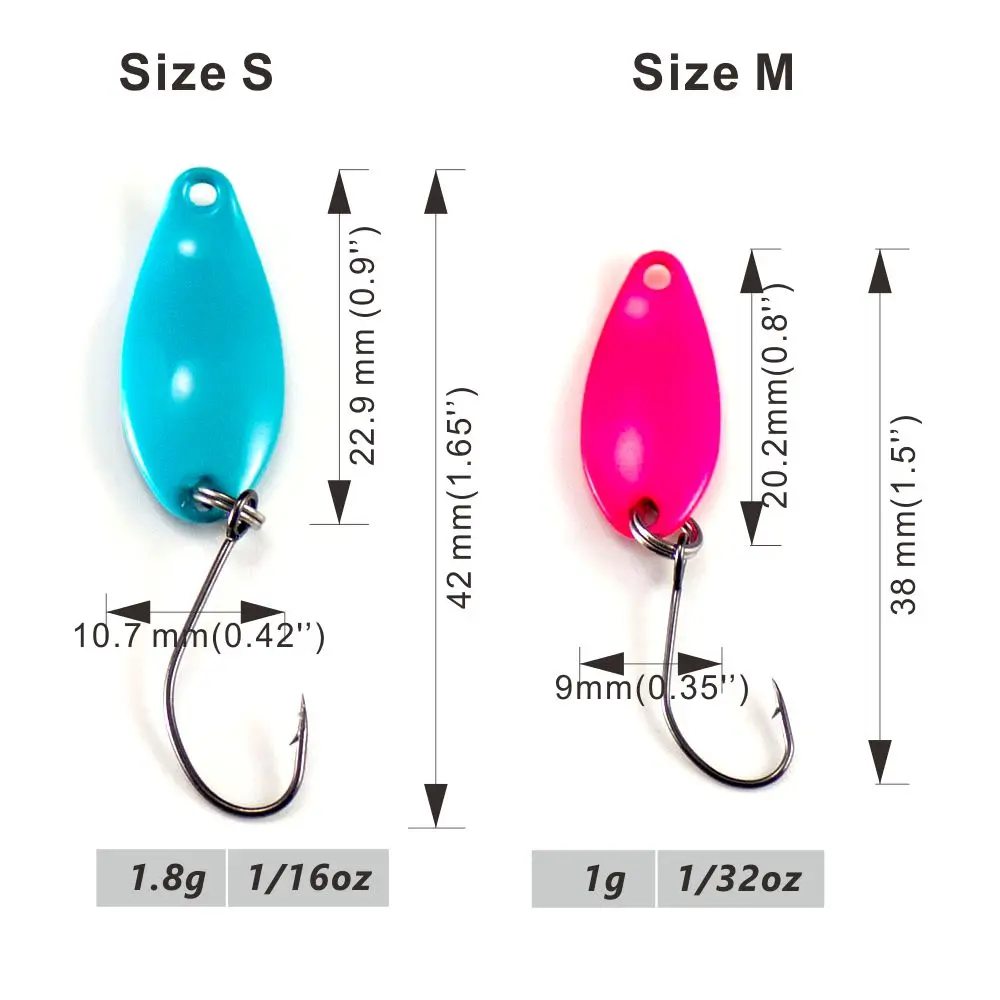 countbass trout spoon with korean single hook size 1 32oz 1 16oz hook size for bass