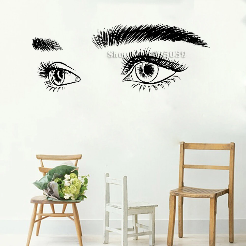 Large Eyes Eyelashes Wall Decals Vinyl Eyelashes Eye Wall Stickers