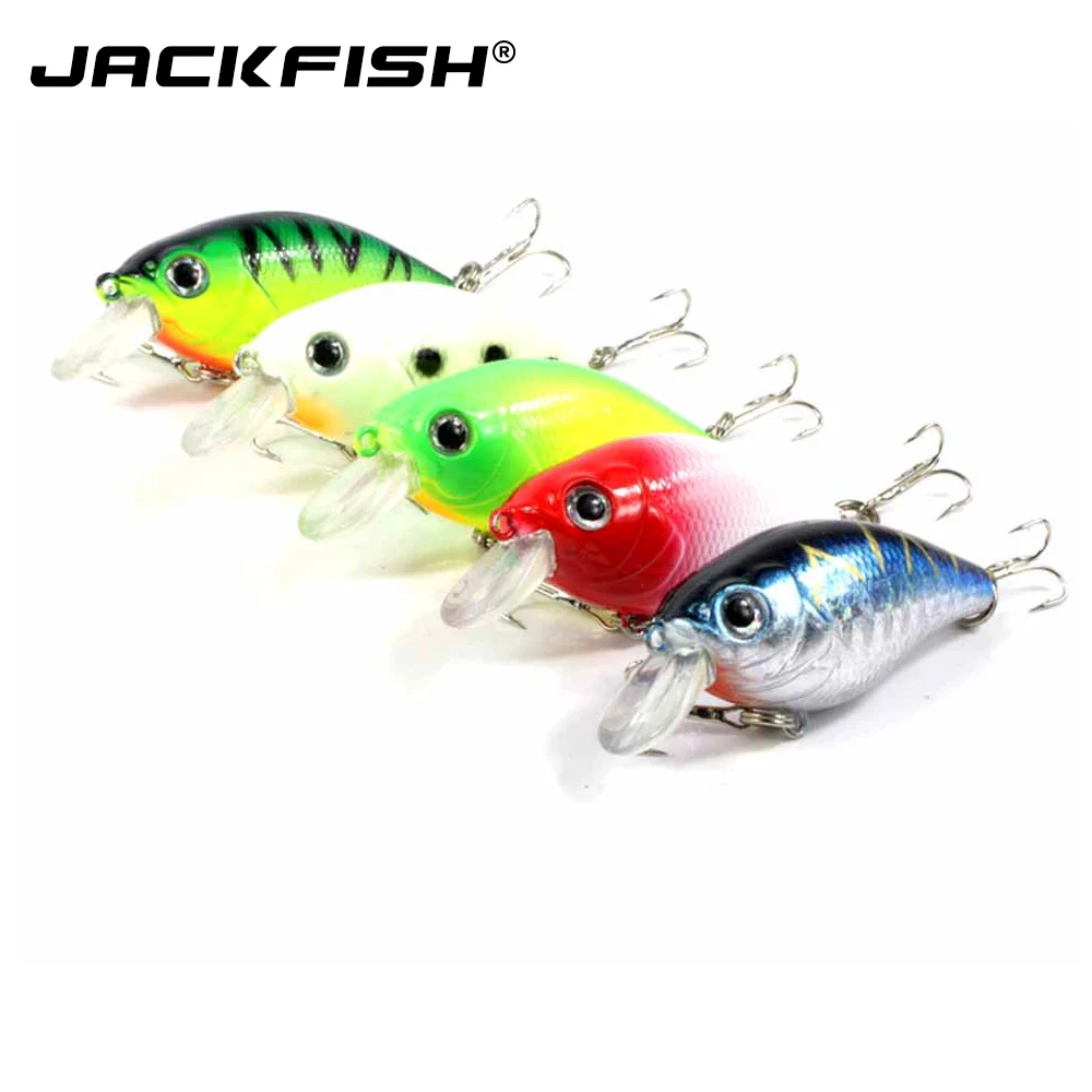 

JACKFISH Crankbait Minnow Fishing Lure 5pcs/set with box Luminous hard bait with high carbon steel hooks fishing tackle