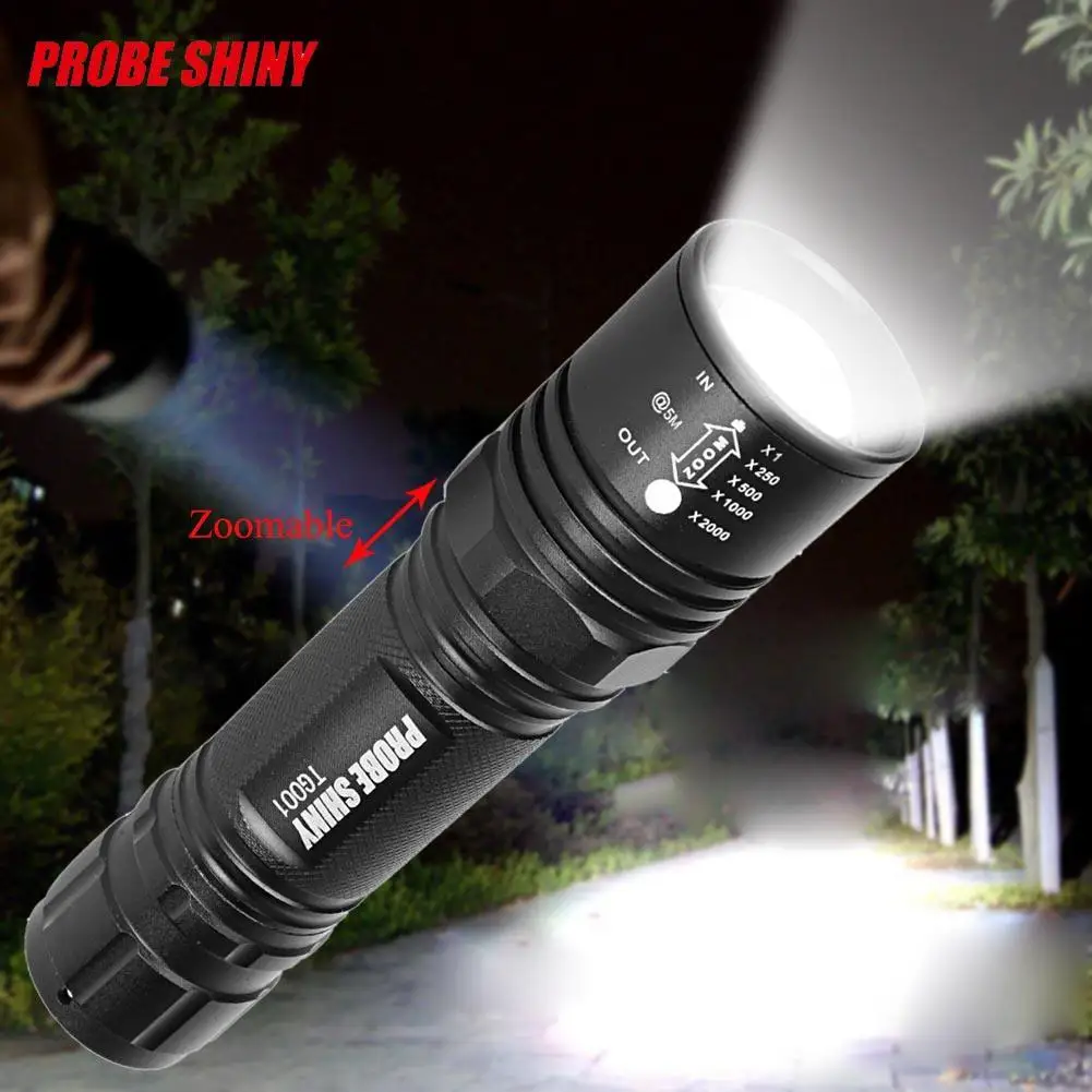 Portable T6 500 Lumens LED Torch Zoomable Flashlight Torch Light 18650