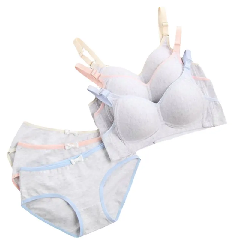 

Girls Training Underwear Set Bra+Panties Teenage Cotton Adjustment Wireless Puberty Bras Kits For Kids Student Girl Clothes