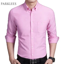 Новые розовые мужские рубашки с длинным рукавом Chemise Homme модный дизайн мужские s облегающие оксфордские рубашки повседневные брендовые Camisas Masculina