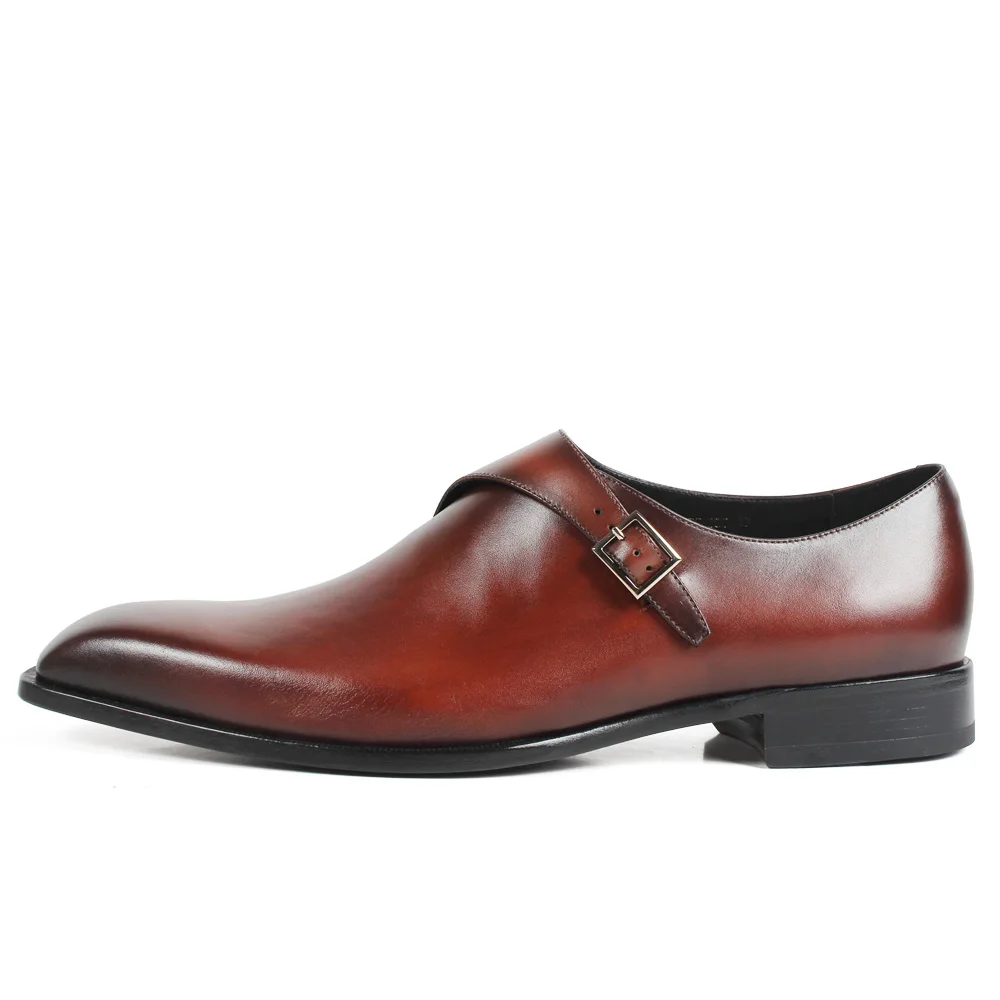 Mano A Hombre 2019 Lujo Cuero Hecho Vikeduo De Patina Brown Doble Marca Moda Zapato Boda Zapatos black Vestido Mens Monje Genuino Para Formal Marrón PqEtxwfx