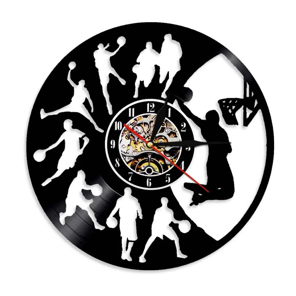 1Piece Play Basketball Vinyl Record Wall Clock Sport Home Decor Modern