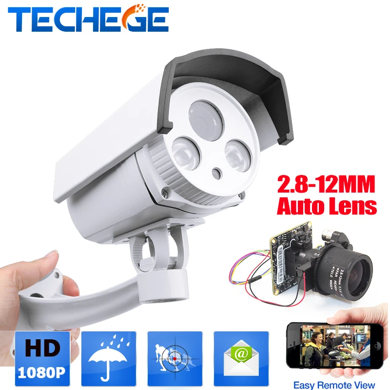 ONVIF 2.0MP Auto Zoom lens 2.8mm-12mm HI3516C+ ONY322 1080P 2 array IR Led ip camera outdoor P2P home security CCTV network cam