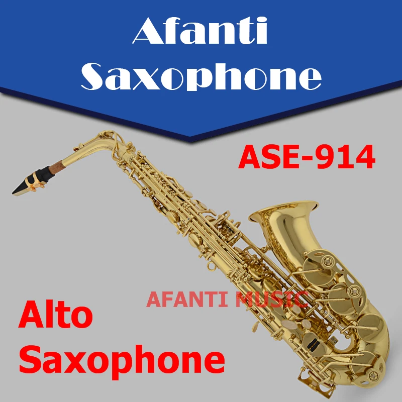 Afanti Music Eb латунный корпус золотой лак альт саксофон (ASE 914)|alto saxophone|gold saxophonesaxophone alto |