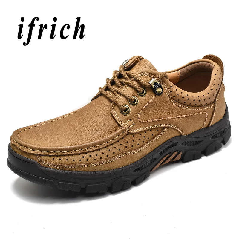 

Outdoor Male Hiking Shoes Brown Khaki Trekking Hiking Shoes Men Wearable Men Mountain Climbing Shoes Non-Slip Walking Trainers