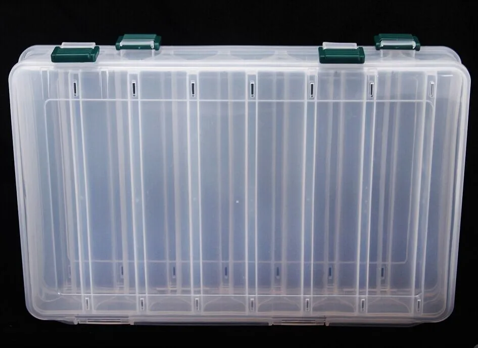 Double Sided 14/10 Compartments, KAWA Fishing Box, High Strength Transparent Visible Plastic  Box with Drain Hole, Free Shipping