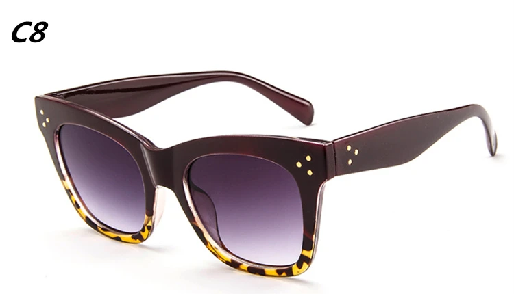 Новинка, солнцезащитные очки для женщин, брендовая дизайнерская оправа, градиентные линзы, классические заклепки, оттенки, женские, мужские, модные очки Oculos De Sol UV400 - Цвет линз: C8