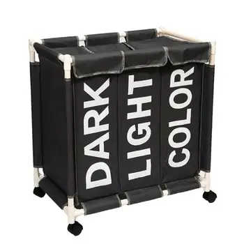 

dirty laundry basket organizer collapsible three grid home laundry hamper sorter waterproof laundry basket large Wheeled Lid