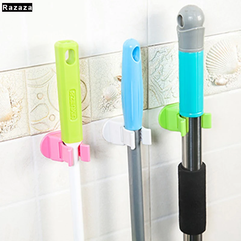 New For Kitchen Wall Mounted Mop Holder Key Hook Bathroom Sweeper