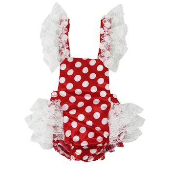 

Luxury Baby Girls Ruffles Lace Rompers Satin Overalls Toddler Infant Flower Polka Dots Print Summer One-pieces Bikini Clothes