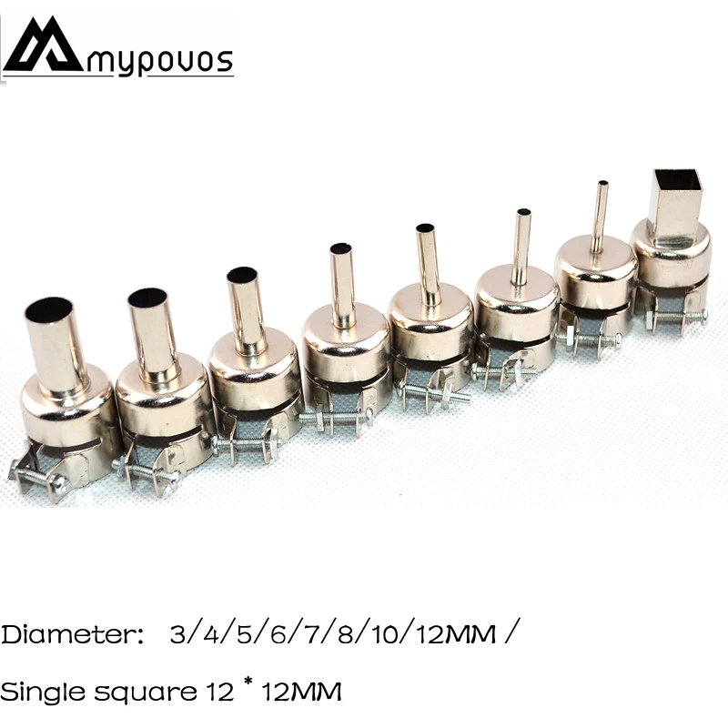 

MYPOVOS 8/pcs Hot air gun Soldering Station Round BGA Nozzle For AOYUE QUICK ATTEN SAIKE 850/852 Series BGA SMD 3/4/5/6/8/10/12M
