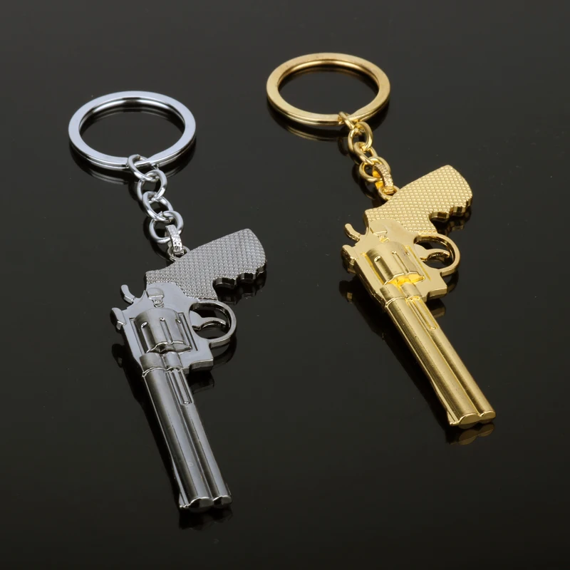 dongsheng Fashion Miniature Revolver Pistol Weapon fashion Model Keychain Key Rings Mini Gun key Chain For Men Jewelry Gift -50