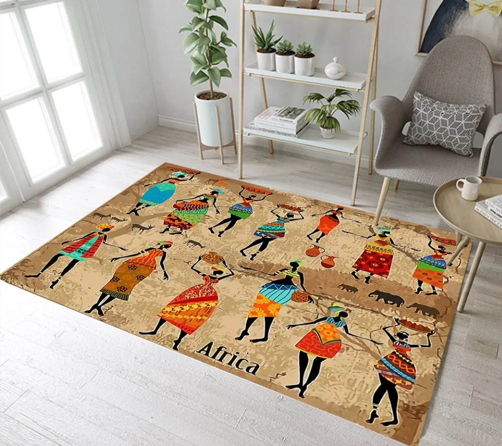 African Women And Elephants Rugs And Carpets For Kids Baby Home Living Room Large Bedroom Toilet