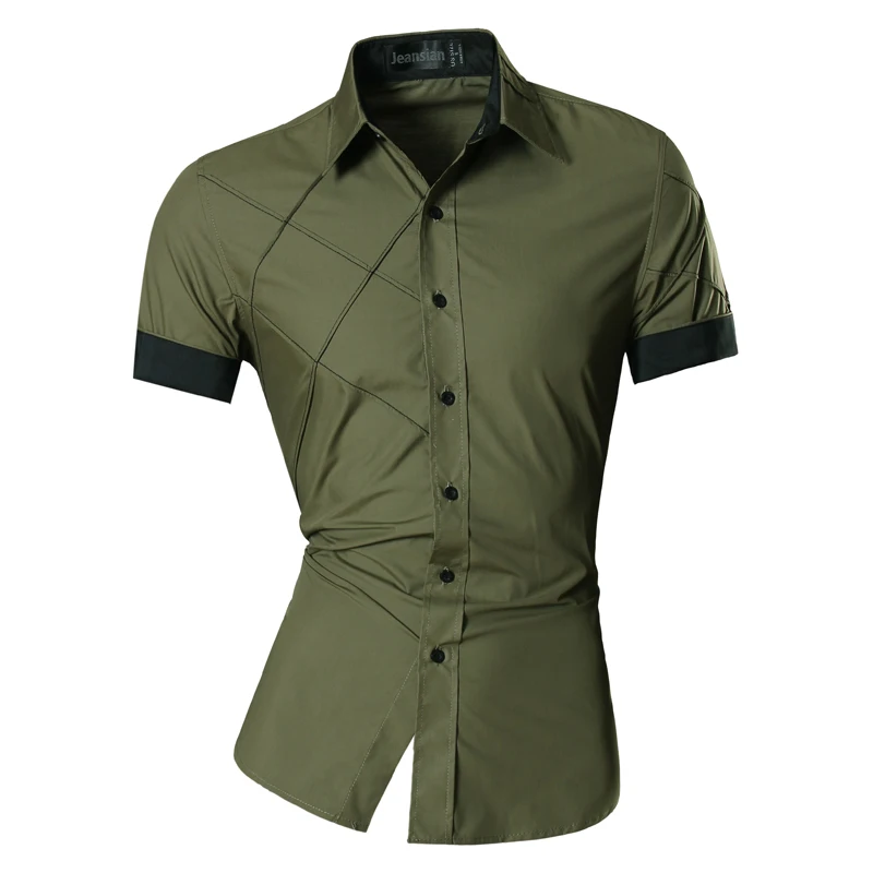 Vente Hommes 2018 D été De Mode Lignes de Géométrique Ornementation Casual Slim Fit À Manches Courtes Mâle couleurs Mélangées Chemise Z003