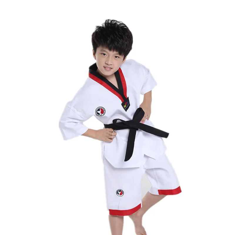 Торжественное детское кимоно jido Kickboxing костюм для тренировок комплект белого цвета для мальчиков и девочек комплект для занятий тхэквондо каратэ Тхэ Квона до одежда От 3 до 14 лет - Цвет: as picture