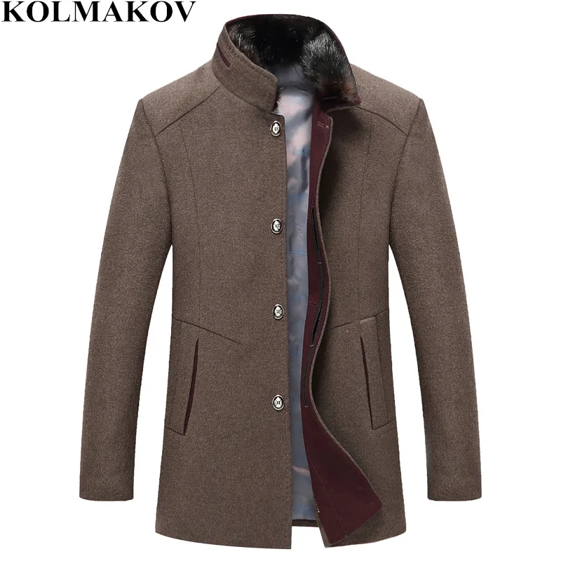 Новинка Мужские осенне-зимние теплые шерстяные пальто мужские куртки 2018 мужское
